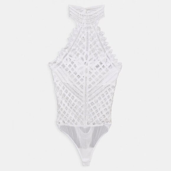 NWT Free People white lace-like crochet thong bodysuit L - Picture 14 of 16